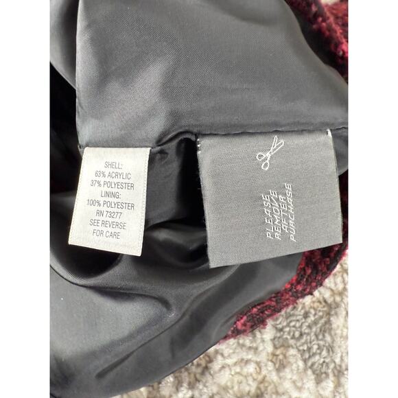 Dana Buchman Women Size 6 Moto Textured Outdoor Jacket Burgundy Long Sleeve Zip - Picture 7 of 9